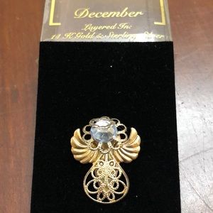 14K & Sterling December Angel pin